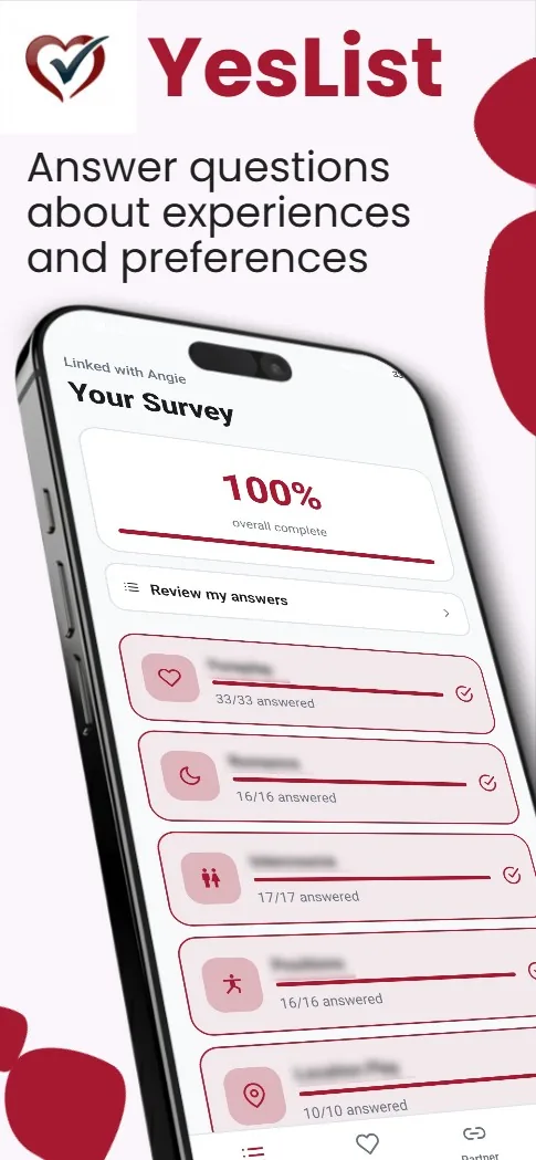 YesList app icon above the headline: answer questions about experiences and preferences